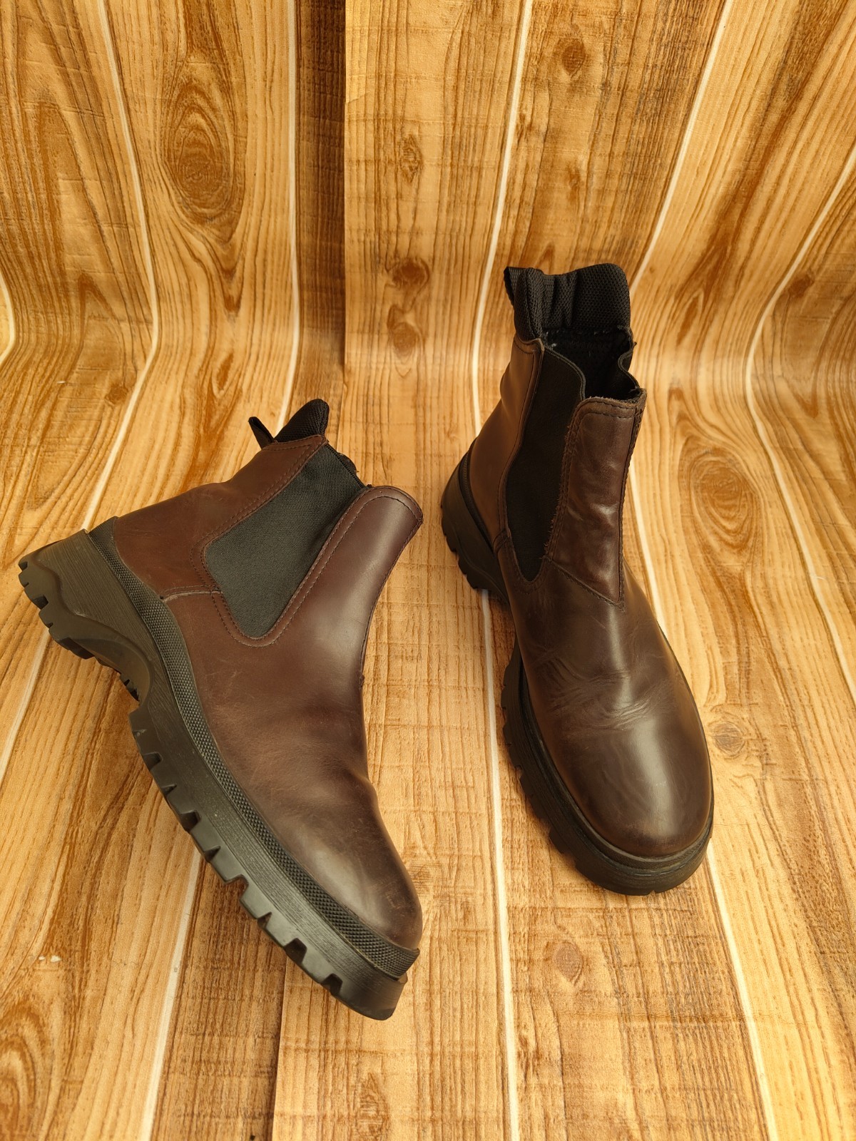 Prada by Miu Miu Leather Chelsea Brixxen boot 90s Rare Combat Platform EU 38 US8 image 10