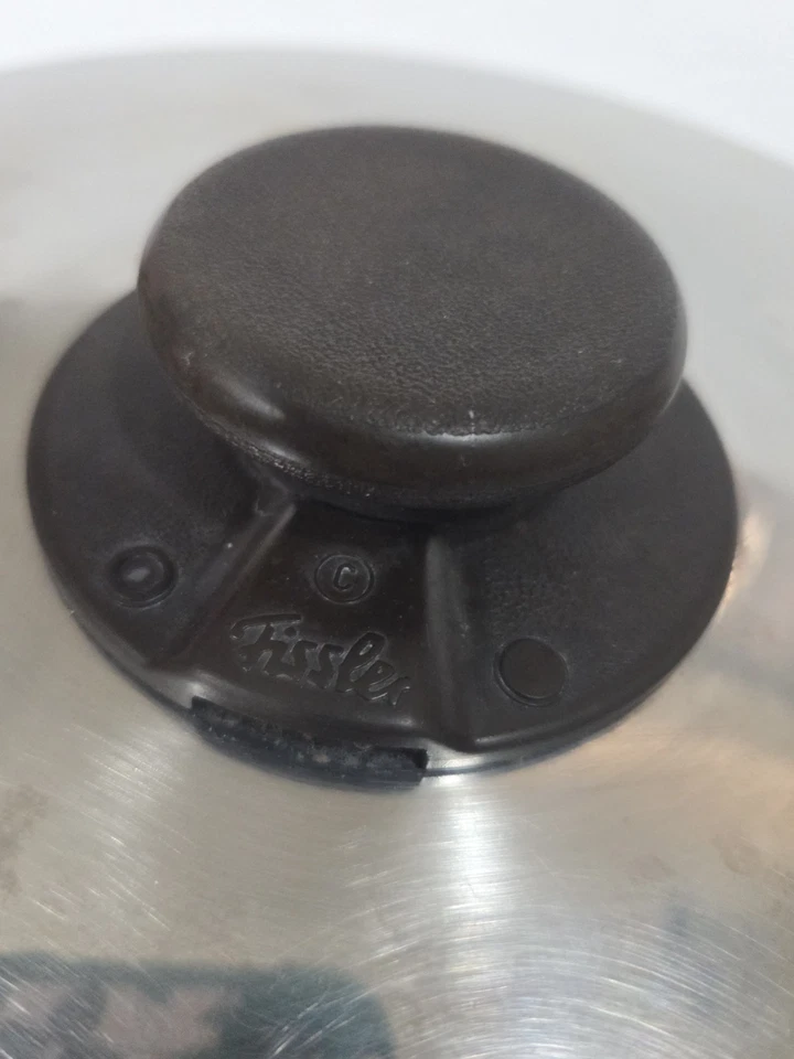Sartén Fissler Stock con tapa de vapor 8 cuartos de galón acero inoxidable Alemania vintage Foto 3 de 4