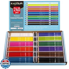 KALOUR Premium Colored Pencils Bulk,12 Assorted Vibrant Colors,240 Count Tota