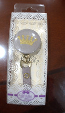 PACIFIER CLIP GREY WITH GOLD CROWN