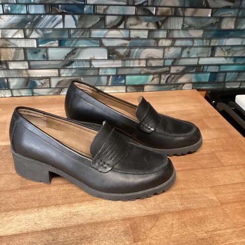 Used Eastland Newbury Women's Slip On Loafer US 11M Black Penny Loafer Shoe Heel - Picture 7 of 15