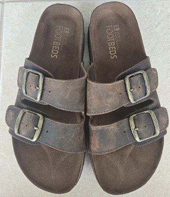 White Mountain Footbeds Women's Size 8  Brown Leather Sandals