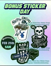 Dutch Bros Feb 25 2026 Sticker Drop Set Of All 3 Free Shipping skeleton themed!!