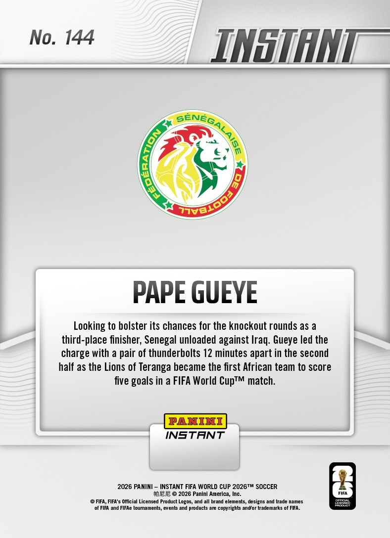 2026 Panini Instant FIFA World Cup #144 Pape Gueye Senegal PRESALE view 2