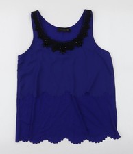 Savida Damen Blau Polyester Camisole Bluse Gr&ouml;&szlig;e 10 Rundhalsausschnitt
