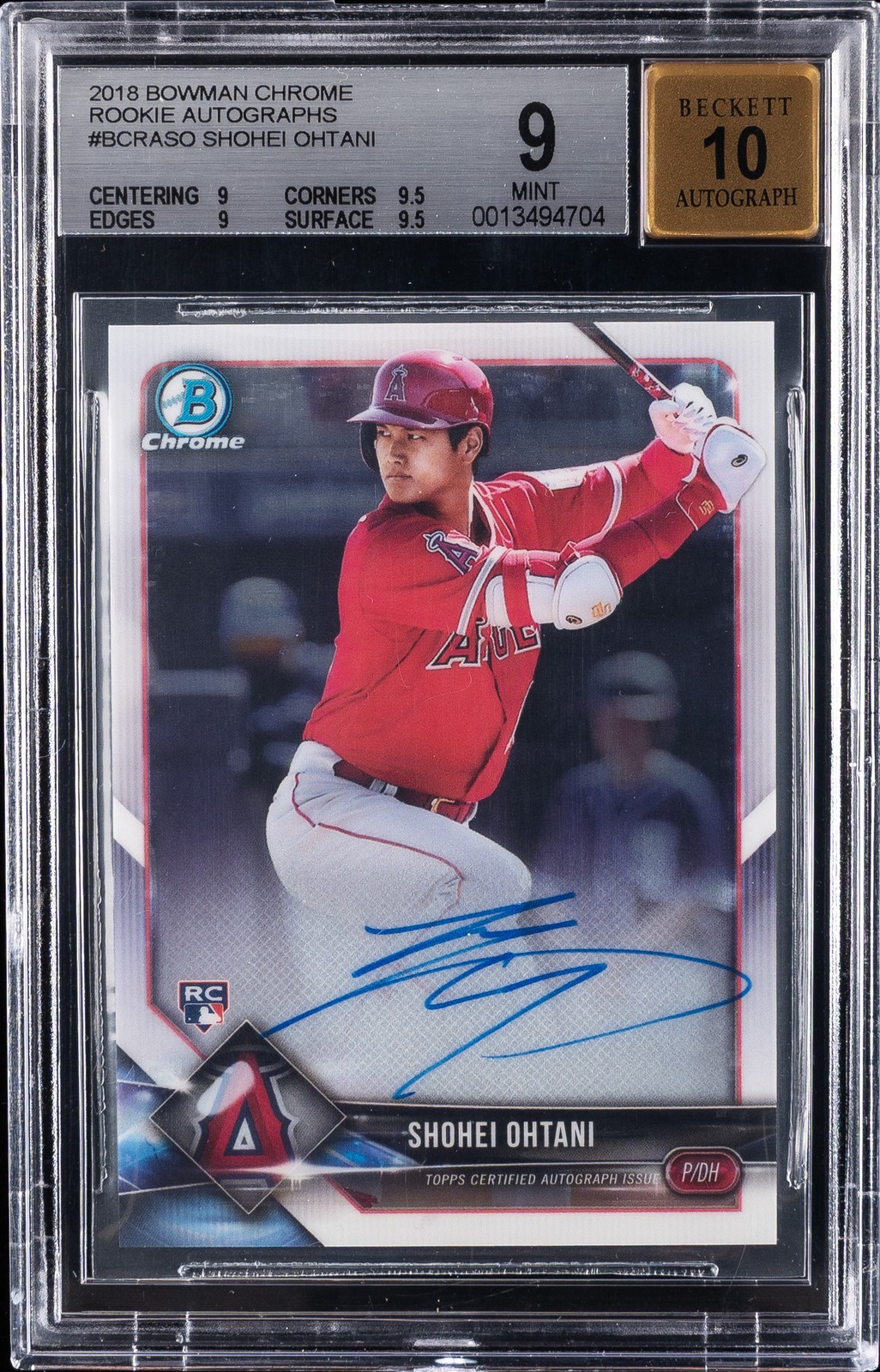 2018 BOWMAN CHROME ROOKIE AUTOS #BCRASO SHOHEI OHTANI BGS 9