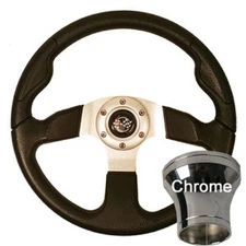 Yamaha G2-G29 Golf Cart Black Rally Steering Wheel Chrome Adaptor Kit