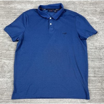 Perry Ellis America Polo Shirt Men XL Blue Short Sleeve Pique Casual Embroidered