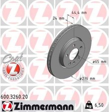2x ZIMMERMANN Bremsscheibe COAT Z 600.3260.20 für VW POLO 6 AW1 BZ1 AE1 CROSS A1