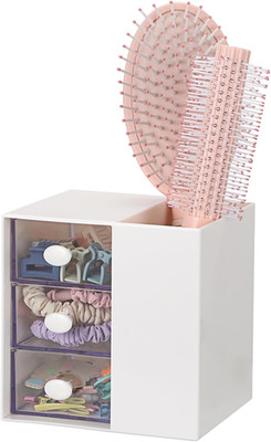 Hair Accessories Organizer with Hair Brush Holder Cosmetic Storage Case with Dra