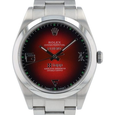 Rolex Oyster Perpetual Red Dial Stainless Steel 39mm Automatic