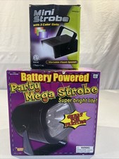 Lot Of 2 Party Mega Strobe Light And Mini Strobe Light. Battery And Electric.