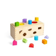 Bigjigs Toys Mystery Box, 10 pezzi in legno Montessori Shape Sorter  Guess The