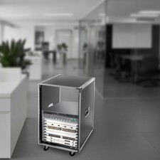4 Post 16U Server Rack Open Frame Rolling Server Cabinet Network Data Rack