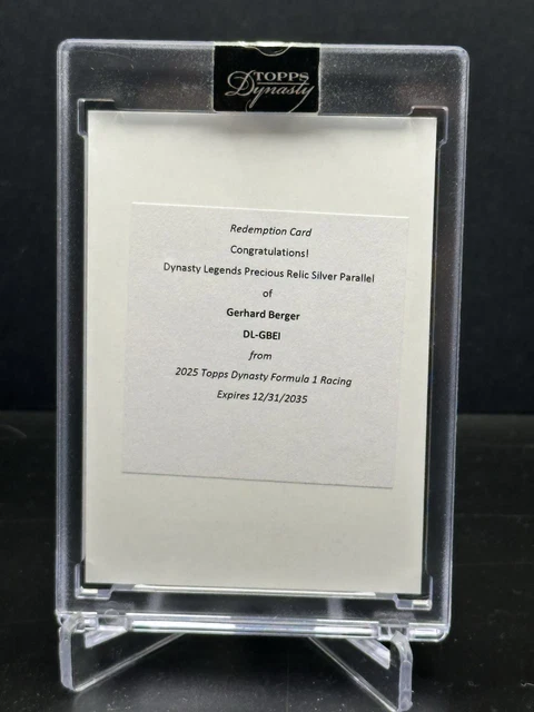 2025 Topps Dynasty F1 Gerhard Berger Auto Precious Relic Silver Redemption #DLGB