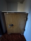Vintage Wood & Steel Combination Lock Safe w/ Adjustable Shelf, Brown/Black — photo 2