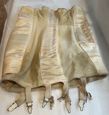 Vintage Satin Garter Belt Girdle 6 Strap Boned Corset Style Pinup