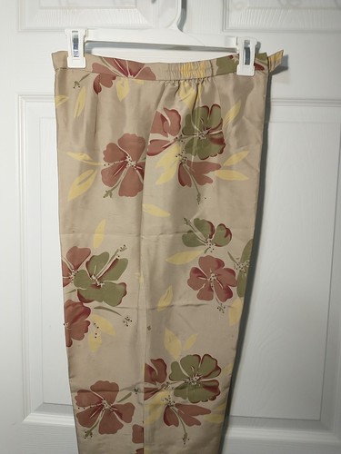 Adrianna Papell Ankle Pants Women’s Size 8 Beige Beads Floral Flat Front, Silk - Picture 8 of 12
