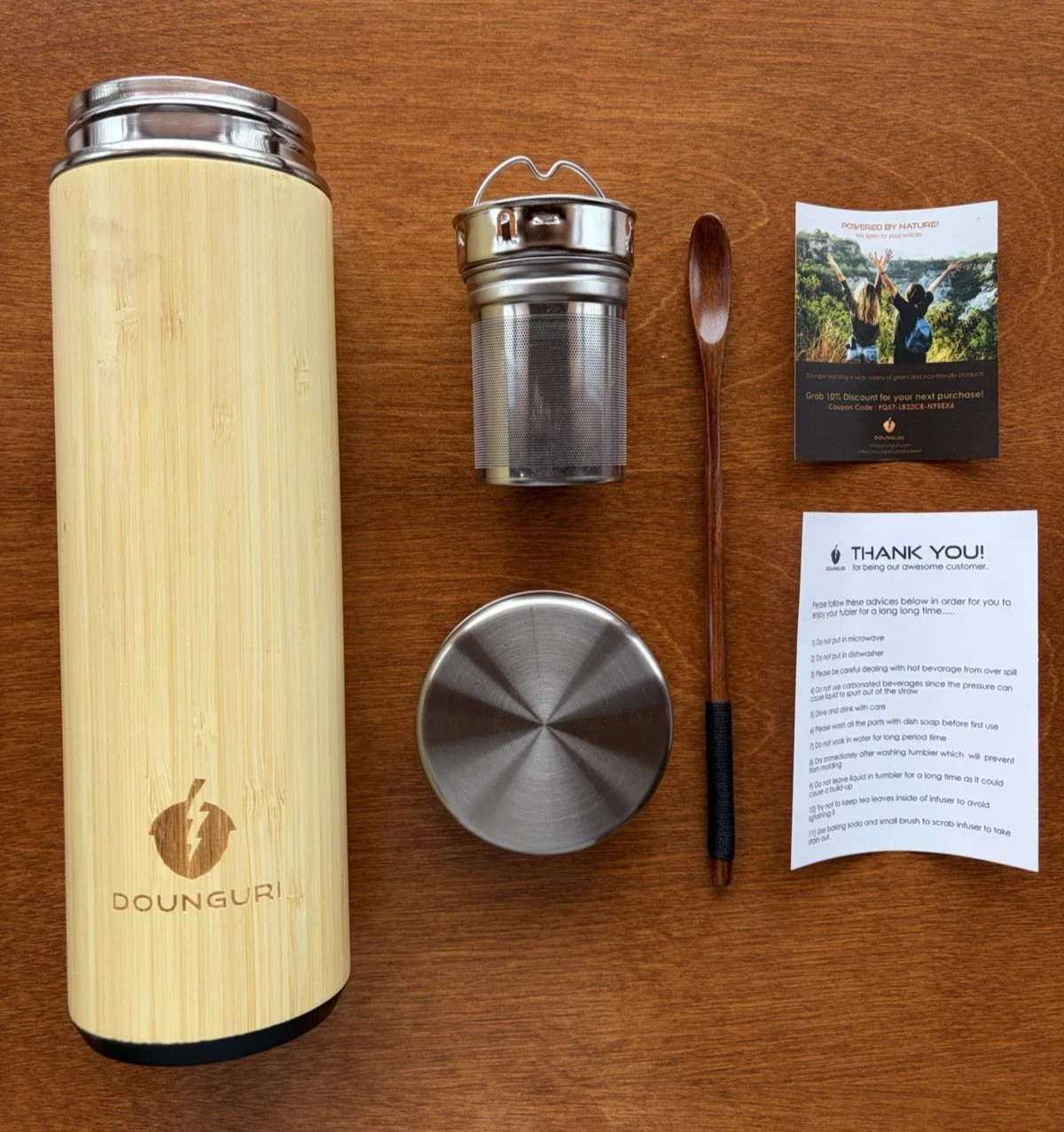 Dounguri Bamboo Tea Tumbler 18oz w/ Infuser Strainer Mug NEW
Opens in a new window or tab
