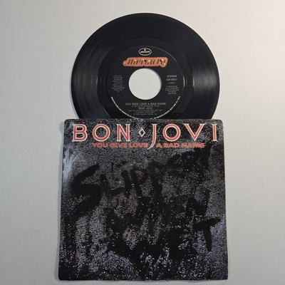 Bon Jovi ''You Give Love A Bad Name'' 45 Vg+ Tested Picture Sleeve Worn Split