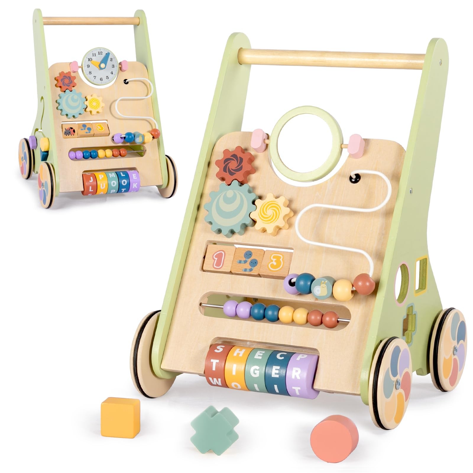 Wooden Baby Walker Toddler Push Toy Montessori Learning Walker for 6-12 Months