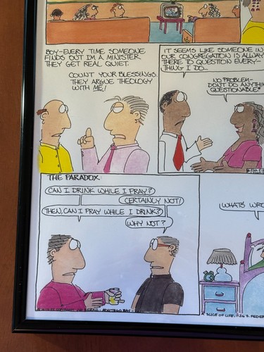 Vtg 1995 Original Cartoon Art Jim Beran "Why I Love Being a Minister" Framed - Picture 5 of 10