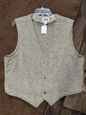 Men’s Vintage Woolrich Vest Herringbone Size Xl Fits Smaller Wool Made In USA