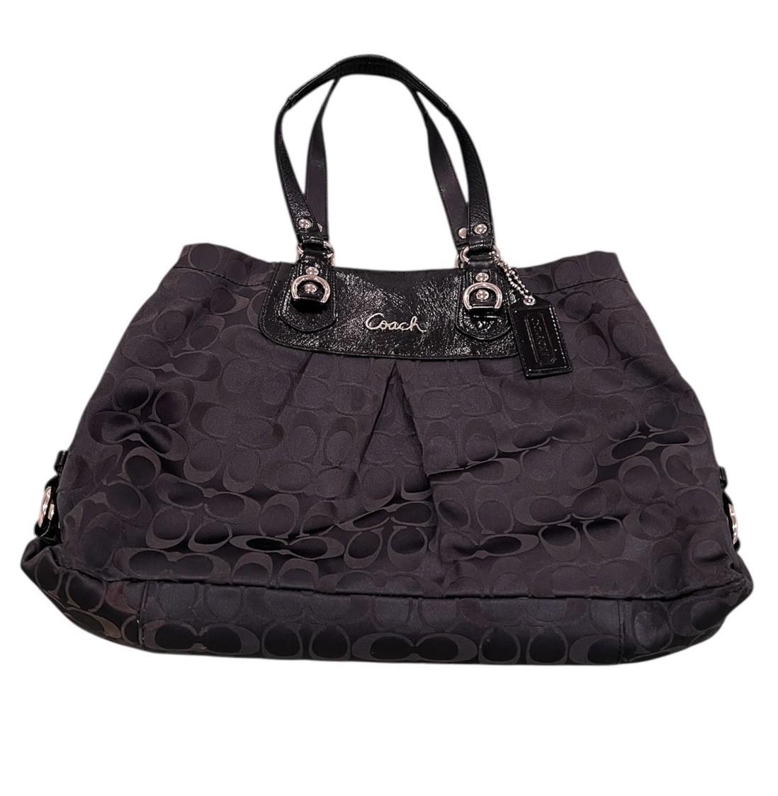 COACH Ashley Black Leather Tote Carryall Bag