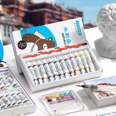 Elastic Closure Watercolor Pad With Paint Palette Travel Watercolor Painting Set