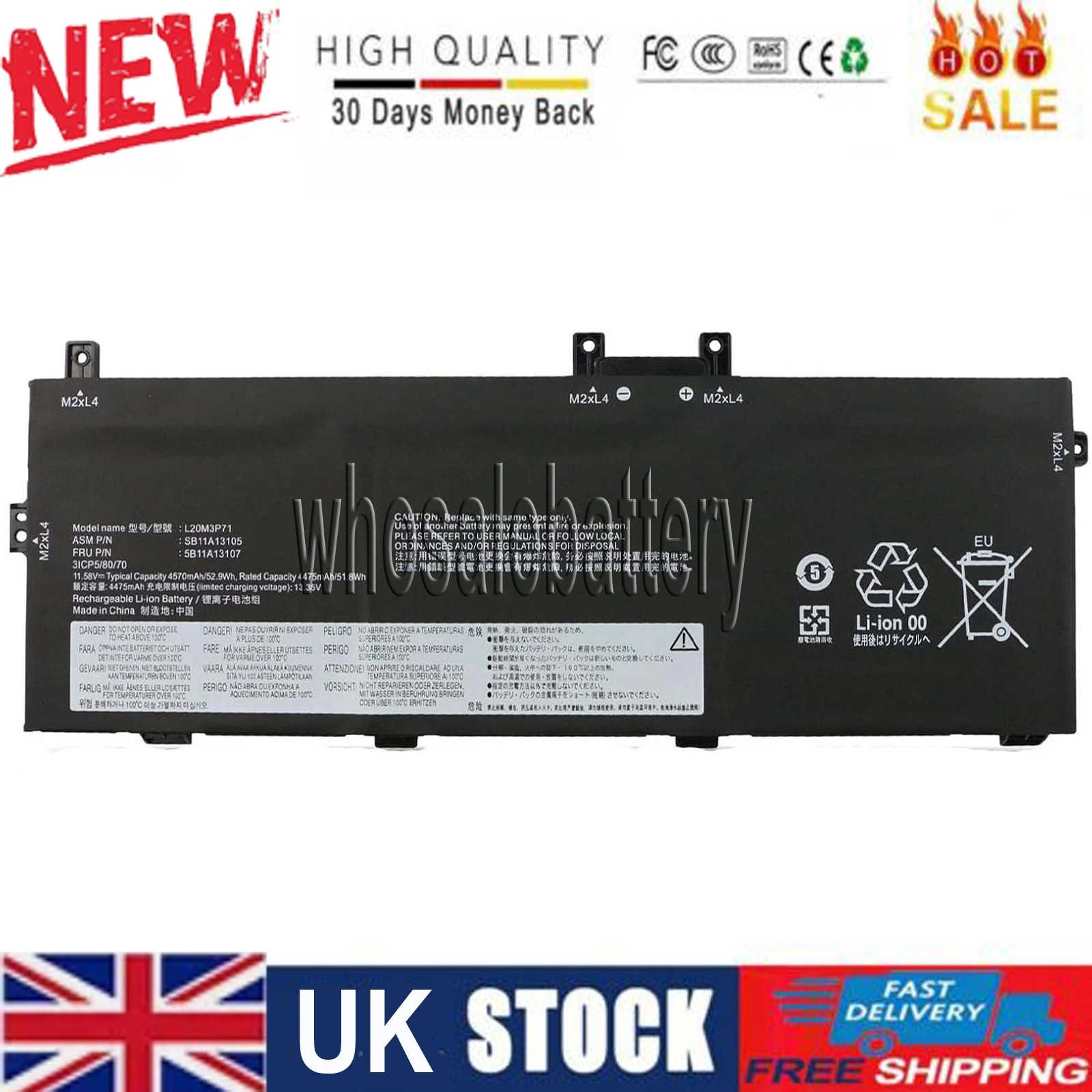 L20M3P71 L20D3P71 Battery for Lenovo ThinkPad X13 Yoga G2 Series Notebook
