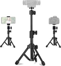 Webcam Tripod Stand Extendable Desktops for Camera/Phone/Webcam, Black