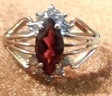 Vintage Marquise Cut Garnet Diamond Ring size about 7/ 7.5