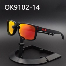Oakley Style Holbrook Sunglasses Black Frame Red Mirror Lens Polarized