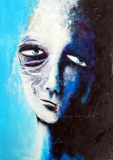 ORIGINAL acrylic painting MODERN ABSTRACT PORTRAIT A4 EXPRESSIVE SURREAL FIGURE