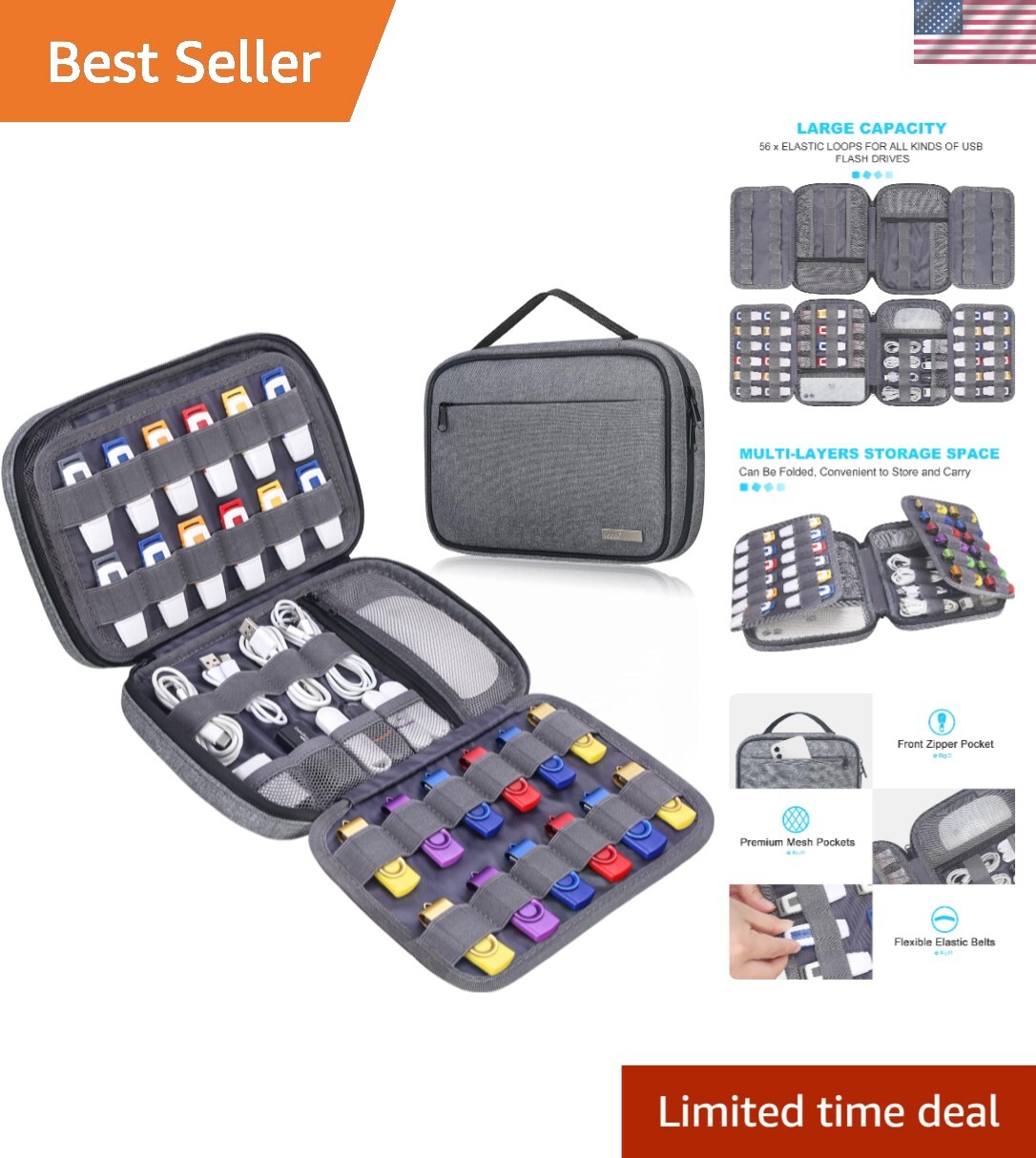 USB Flash Drive Case Thumb Drive Holder Case Organizer Portable Electronic Ac...-image