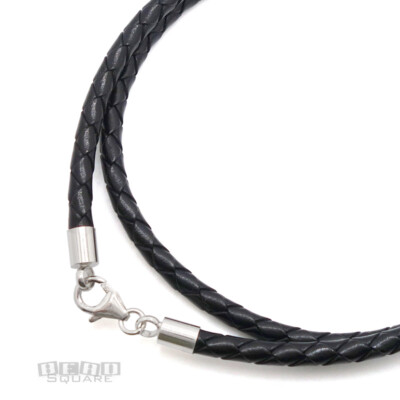 Sterling Silver 4mm Braided Genuine Leather Cord Necklace/Bracelet Lobster Clasp