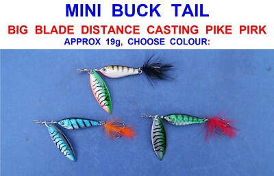 MINI BUCK TAIL DISTANCE CASTING PIRK 19g HECHT SPINNER KÖDER ZANDER BARSCH FORELLE