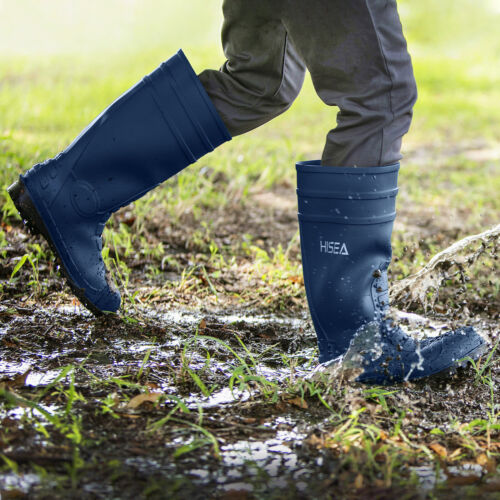HISEA Men Rain Boots Steel Shank PVC Waterproof Outdoor Yard Fishing Work Boots - Picture 12 of 55