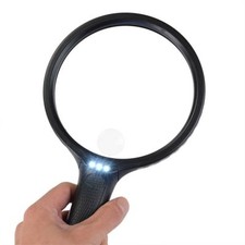 Profi Lupe Leselupe Vergr&ouml;&szlig;erungsglas Jumbo Taschenlupe Juwelier Leuchtlupe LED