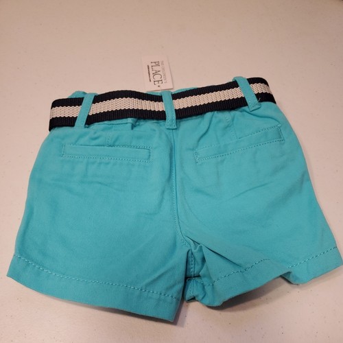*NUEVO CON ETIQUETAS*The Children's Place Boys Chino Pantalones Cortos con Cinturón Suave Aqua Talla 6-9 Meses - Imagen 2 de 4