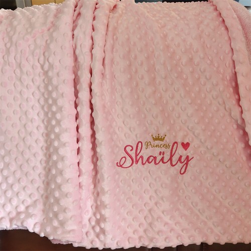 Personalised Minky Baby Blanket White Embroidered Newborn Boy Girl Birthday Gift - Picture 14 of 59