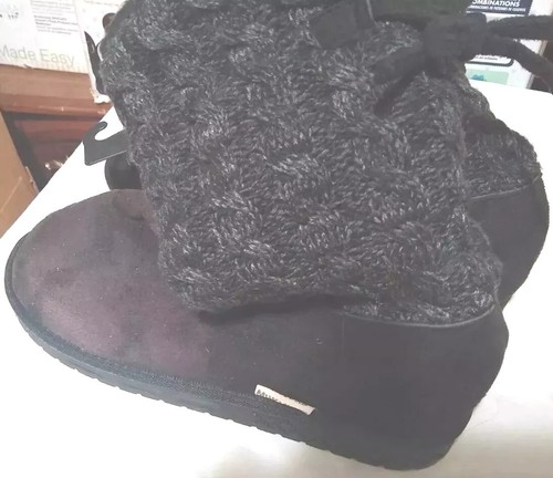 Muk Luks Women Ladies Black Suede Boots Shoes Size 11 - Picture 2 of 4