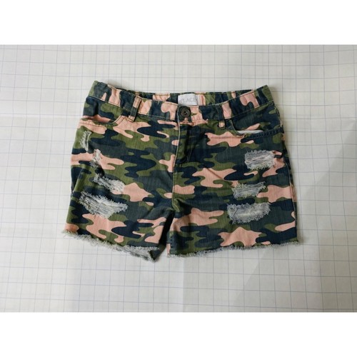 Girl's Size 12 Denim Short's Place Green and Pink Camouflage Distressed - Picture 2 of 5
