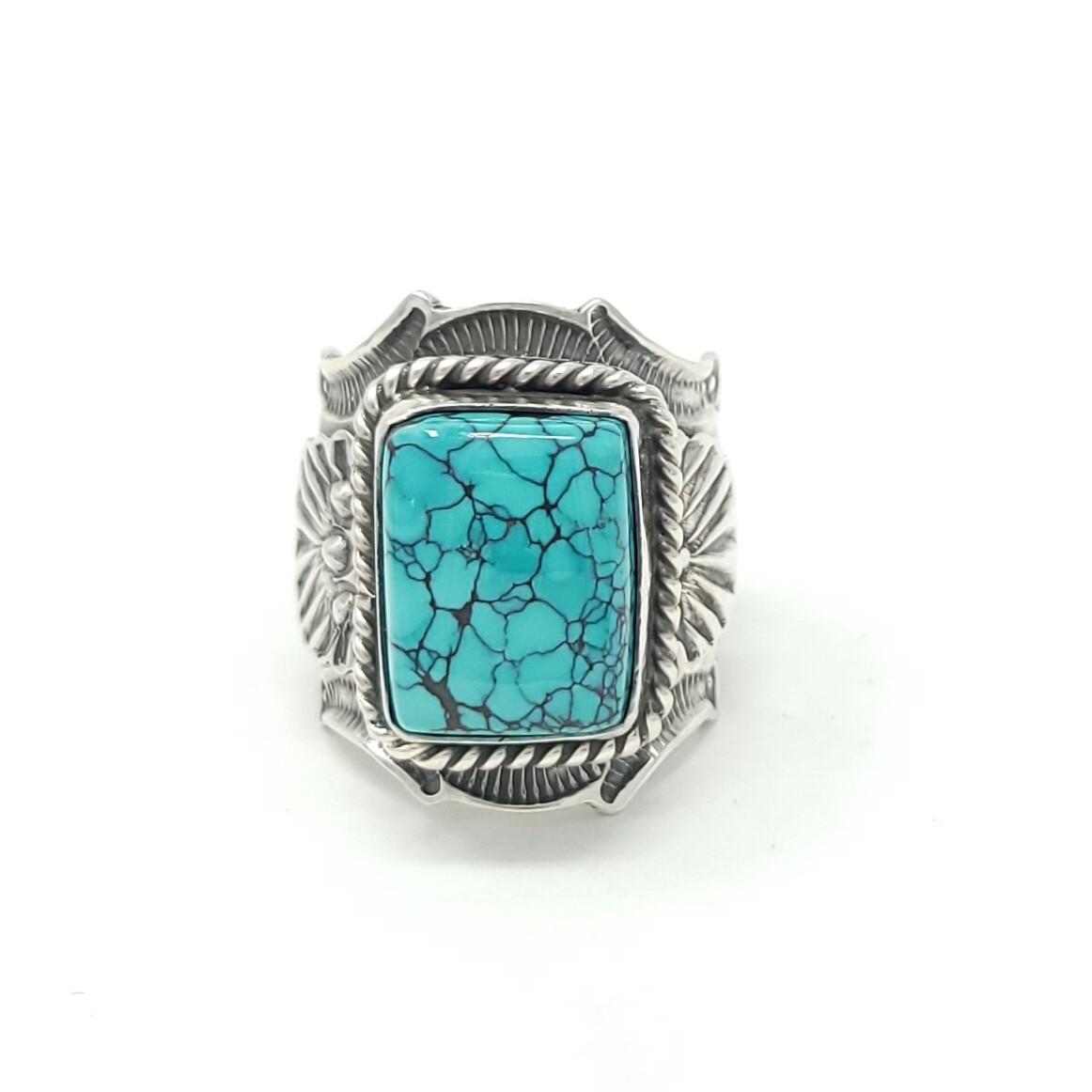 Andy Cadman Navajo Sterling Silver Saddle Band Ring Gem Grade