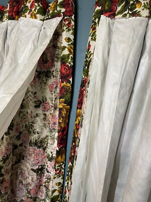 Vintage Curtains Retro MCM Pinch Pleat Lined Flower Power