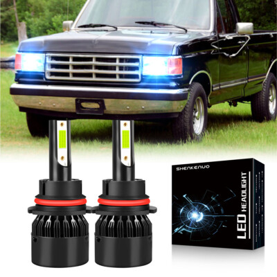 For Ford F-350 F-250 F-150 1987-1991 8000k 9004 LED Headlight Bulbs Hi/Low Beam