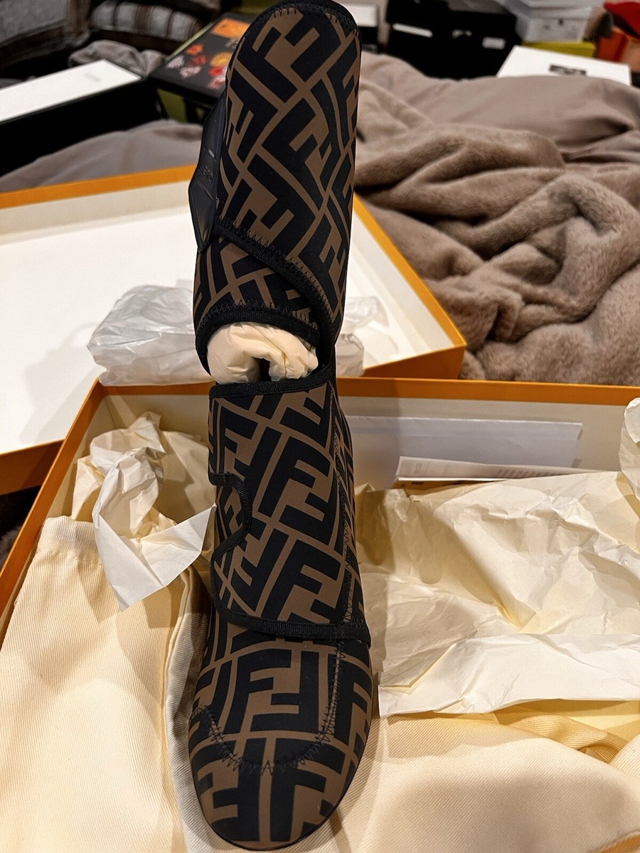 Fendi Lycra Vitello FF Logo Ankle Boots EU 38 U.S. 7.5 | eBay