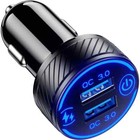 36W Car Charger Adapter Dual QC3.0 USB Car Charger Fast Charging with Blue LED