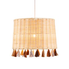 Image of Litecraft Glow Light Shade Tassle 27.5cm Easy Fit Children's Lampshade - Natural
