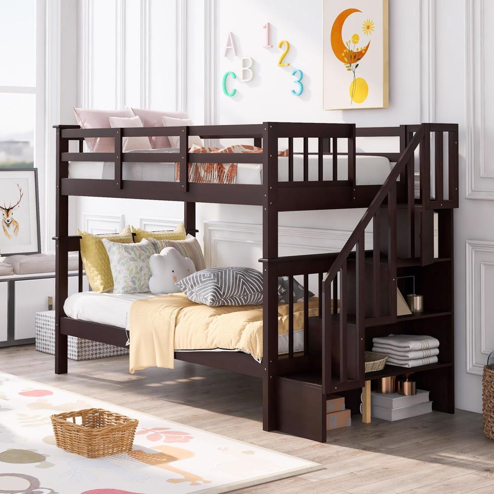 Bunk Beds Twin Over Twin Kids Adult Wood Loft Bunk bed with
